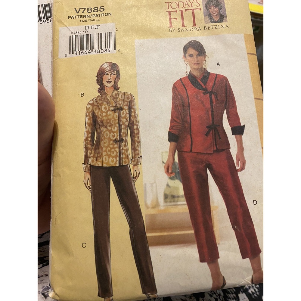 2004 Vogue Sewing Pattern V7885 Todays Fit Sandra Betzina Top Pants Cut Complete